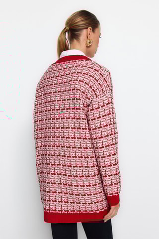 Casaco de malha comprido Vermelho