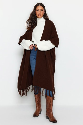Casaco de malha comprido - Castanho