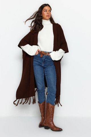 Casaco de malha comprido - Castanho