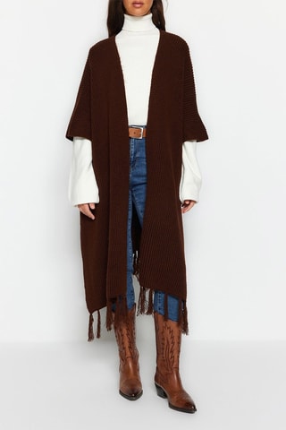 Casaco de malha comprido - Castanho