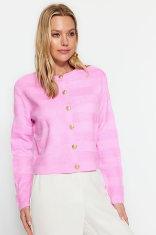 Casaco de malha regular - Rosa