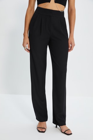 Calças wide legs de cintura alta - Preto
