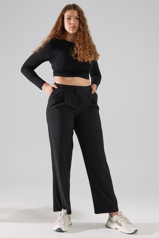 Calças wide legs de cintura alta - Preto