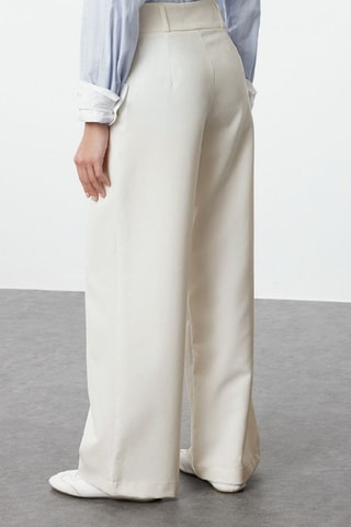 Calças direitas de cintura alta - Branco