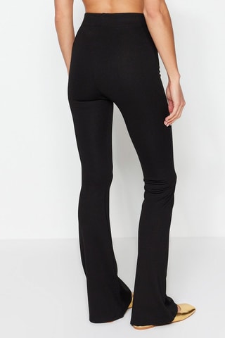 Calças bootcut de cintura alta - Preto