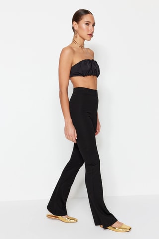 Calças bootcut de cintura alta - Preto