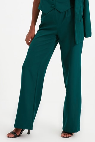 Calças wide legs cintura subida Verde-esmeralda