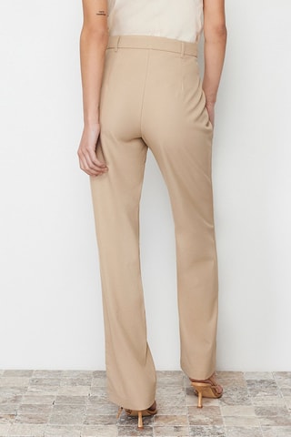 Calças straight - Castanho-claro