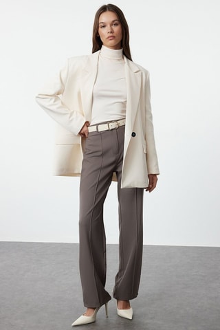 Calças de cintura subida - Cinzento