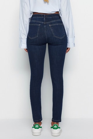 Calças de ganga skinny cintura subida Azul-marinho