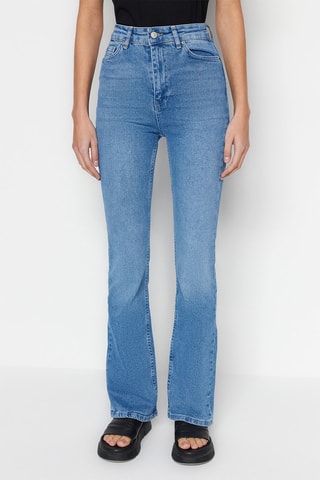 Calças de ganga flare de cintura subida Azul