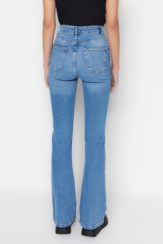 Calças de ganga flare de cintura subida Azul