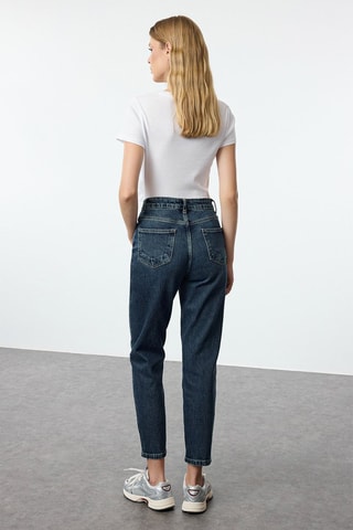 Calças de ganga mom - Azul