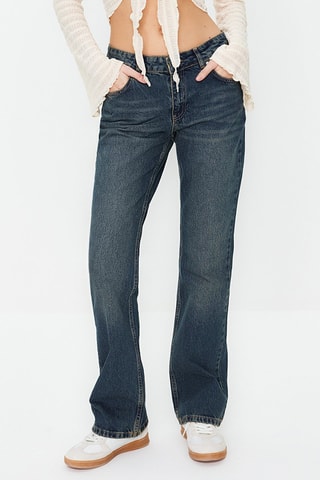 Calças de ganga direitas - Azul-noite