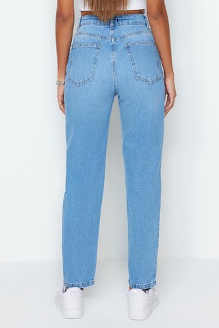 Calças de ganga mom cintura subida Azul-claro