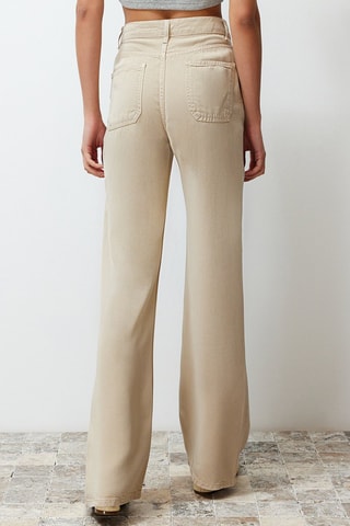 Calças de ganga wide legs - Bege