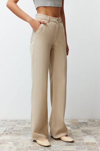 Calças de ganga wide legs - Bege