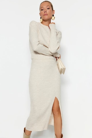 Top e saia justa - Cru mesclado