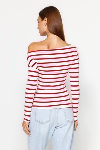 Top às riscas Vermelho