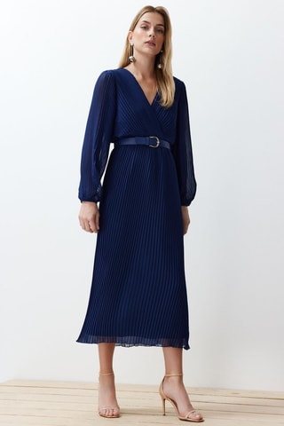 Vestido plissado - Azul