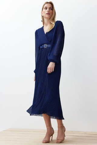 Vestido plissado - Azul