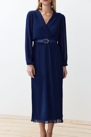 Vestido plissado - Azul