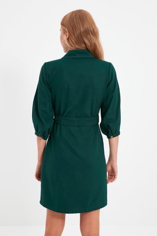 Vestido direito de ganga Verde-escuro