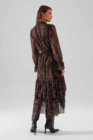 Vestido com folhos - Preto