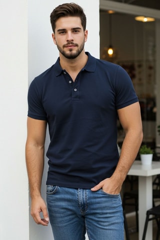 Polo regular - Azul-marinho