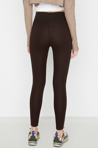 Leggings de cintura subida Castanho