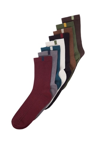 8 pares de meias - Bordô e verde