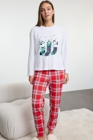Conjunto de pijama - Branco e vermelho