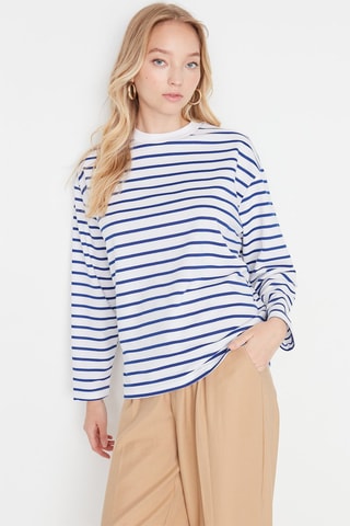 T-shirt às riscas Branco