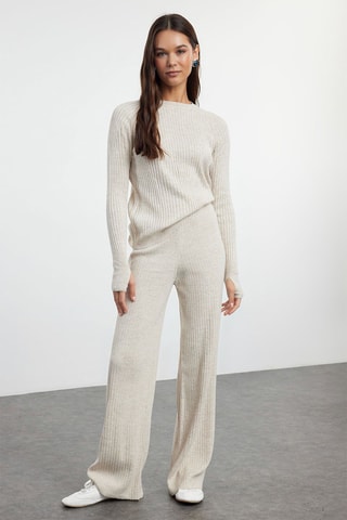 Camisola e calças cintura subida - Bege
