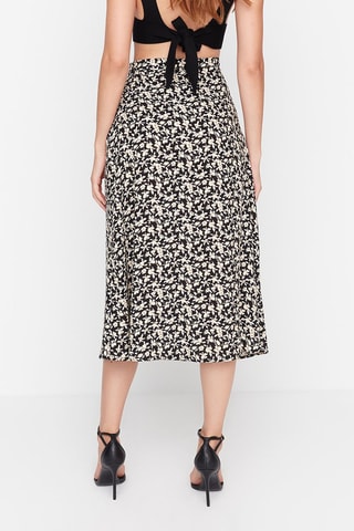 Saia midi cintura subida Preto