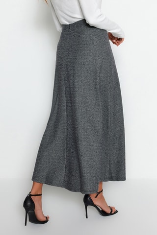 Saia semi-comprida de cintura alta Cinzento