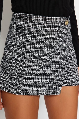 Saia-calção em tweed - Cinzento