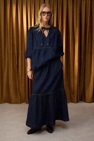 Saia comprida - Azul-escuro