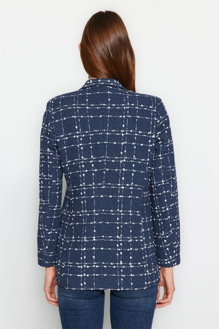 Casaco regular em tweed - Azul-marinho