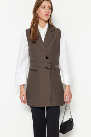 Blazer sem mangas Castanho