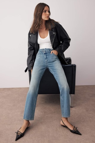 Calças de ganga direitas - Azul médio