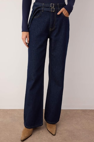 Calças de ganga wide legs - Azul-escuro