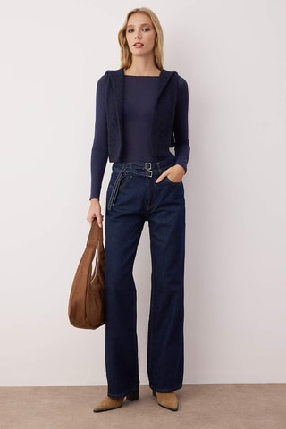 Calças de ganga wide legs - Azul-escuro