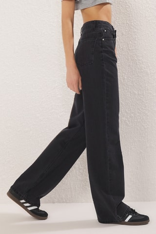 Calças de ganga wide legs - Preto