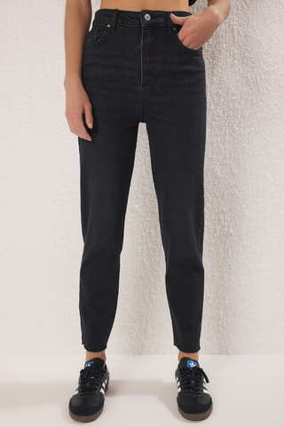 Calças de ganga mom - Preto