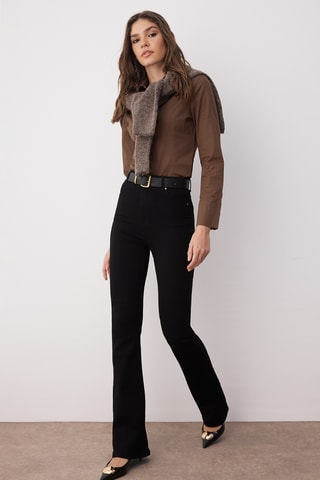 Calças de ganga flare - Preto