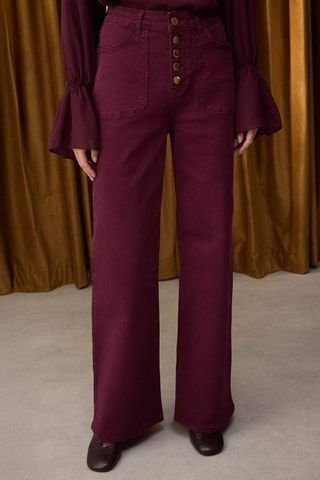 Calças de ganga wide legs - Bordô
