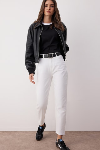 Calças de ganga mom - Branco