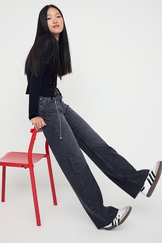 Calças de ganga wide legs - Antracite