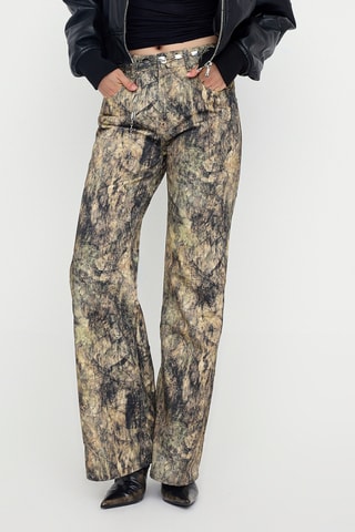 Calças de ganga wide legs - Caqui